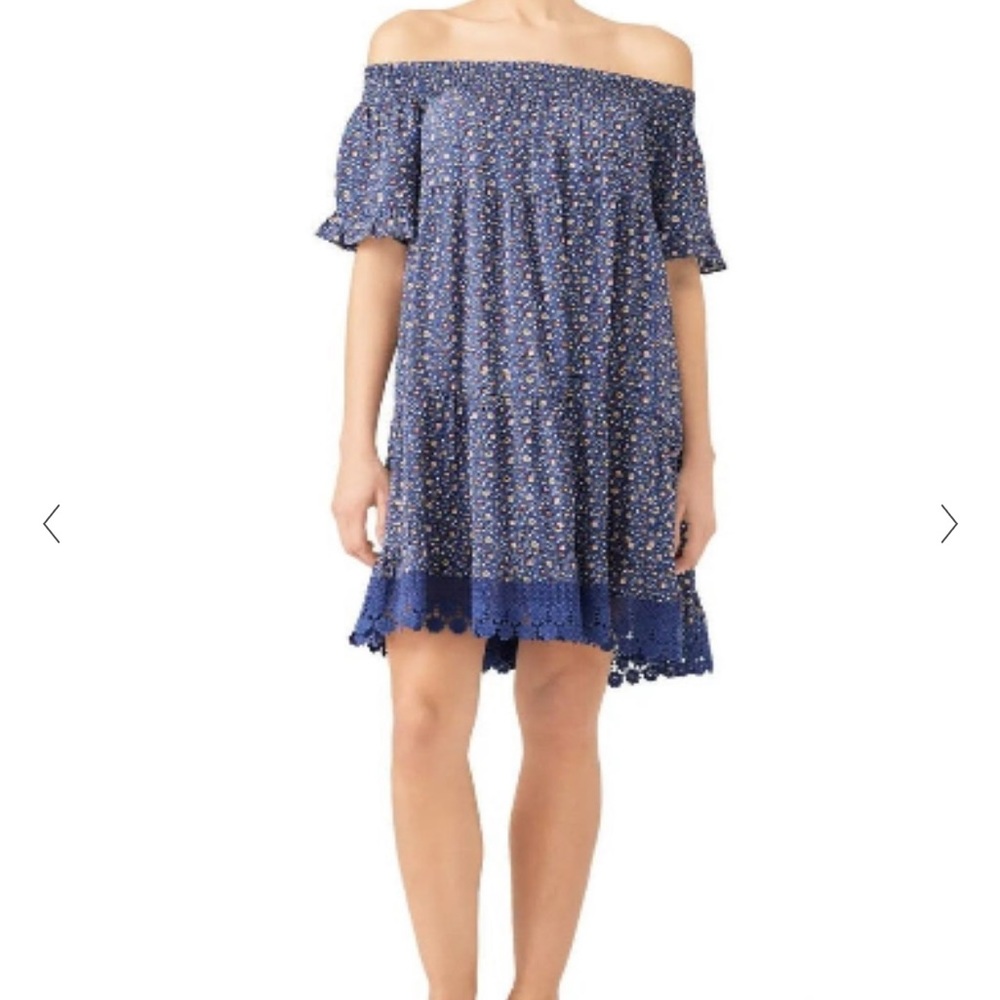 Tory Burch Wild Pansy Off the Shoulder Dress